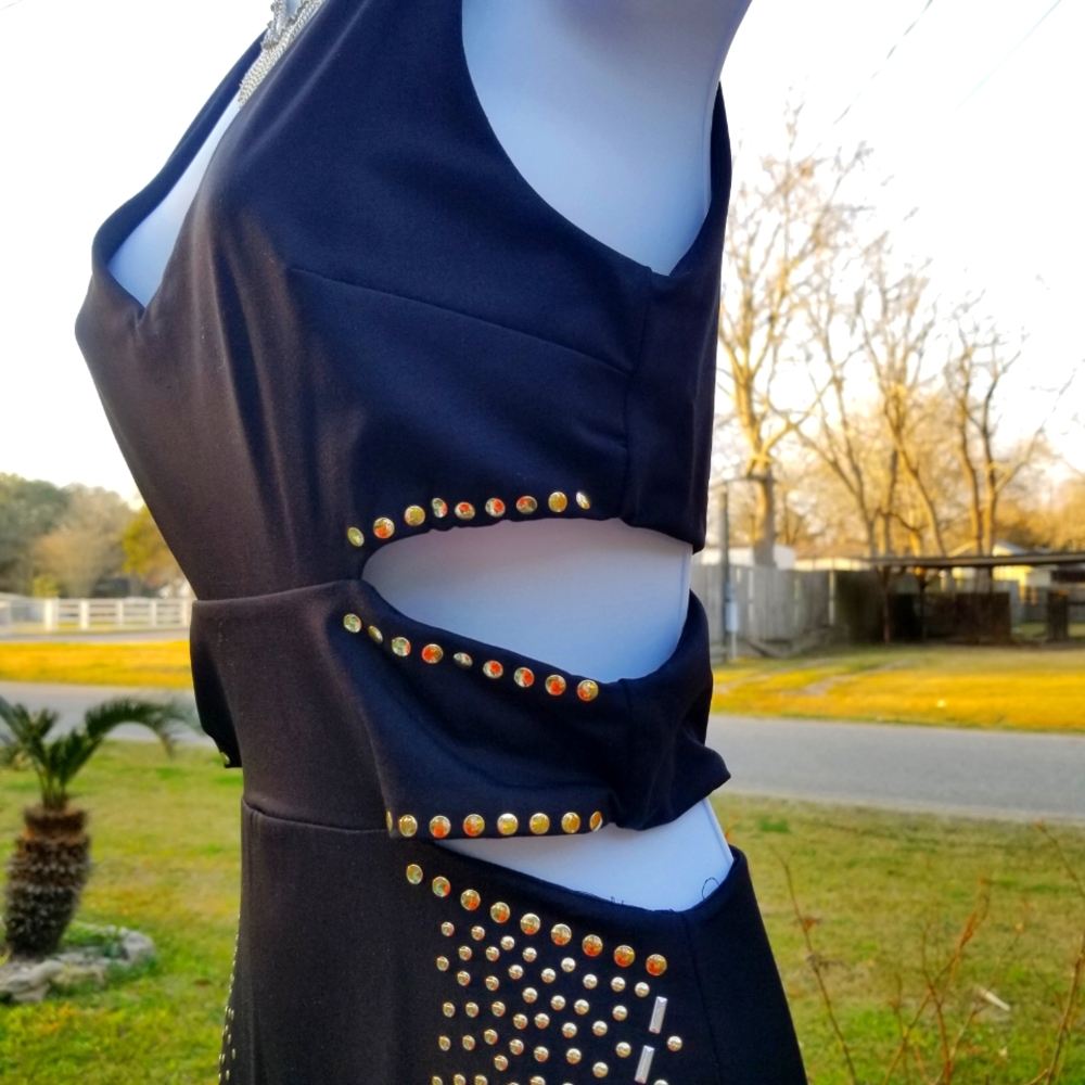 Bebe Womans Sexy Pencil Dress with studs Sz S/P